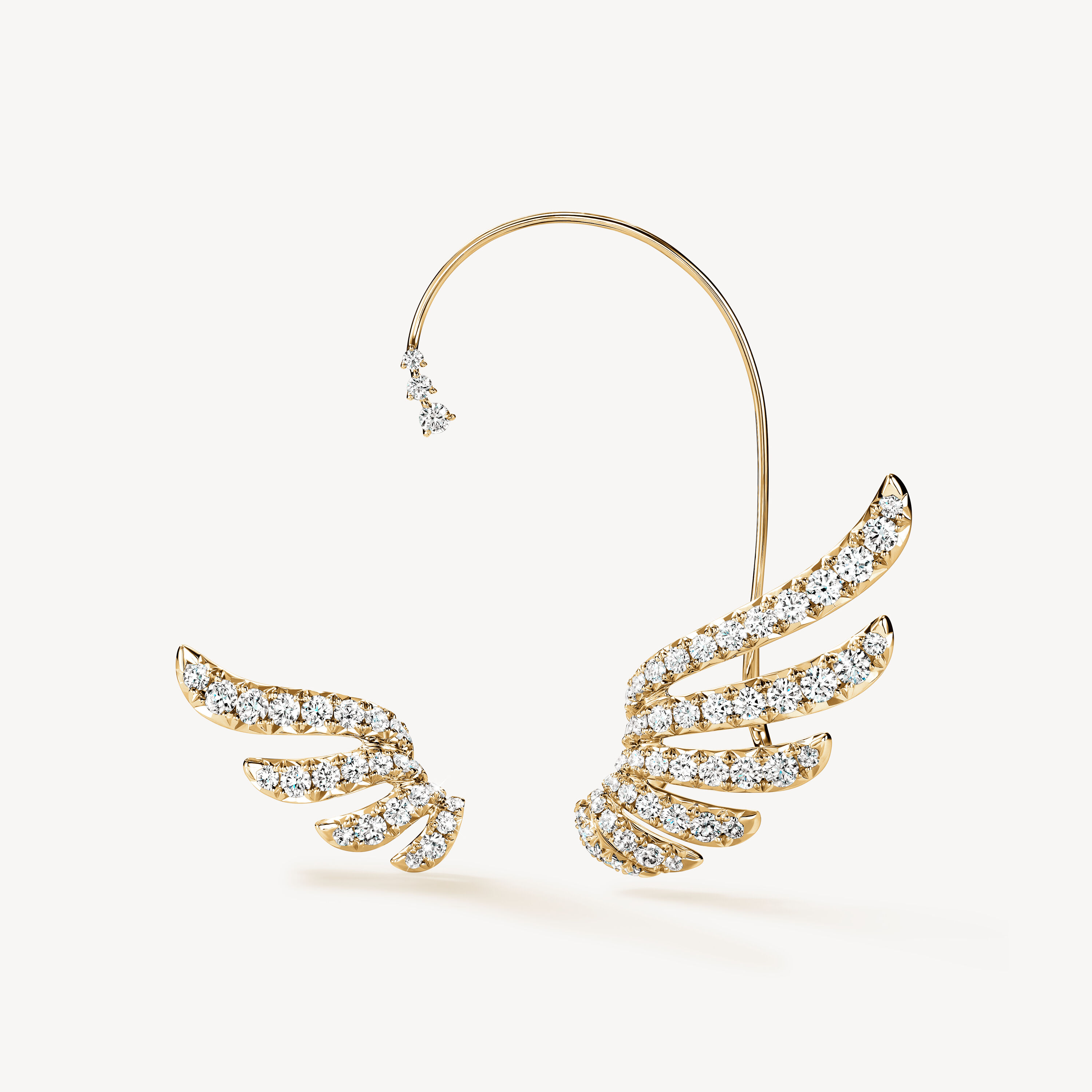 VELA French Cut Pav&eacute; Diamond Asymmetrical Climber Earrings , 18K Yellow Gold, large