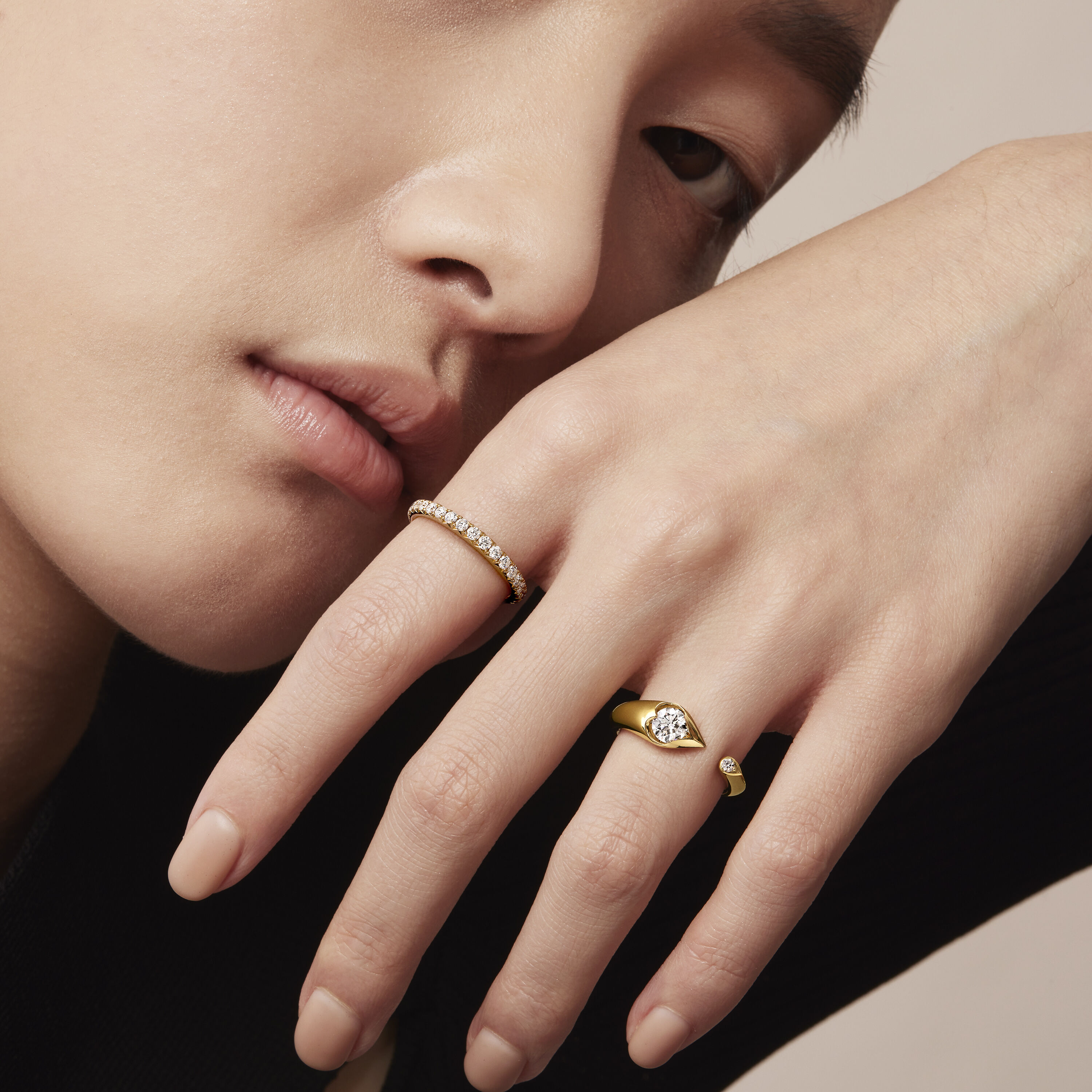 LU Open Droplet Ring, 18K Yellow Gold, large