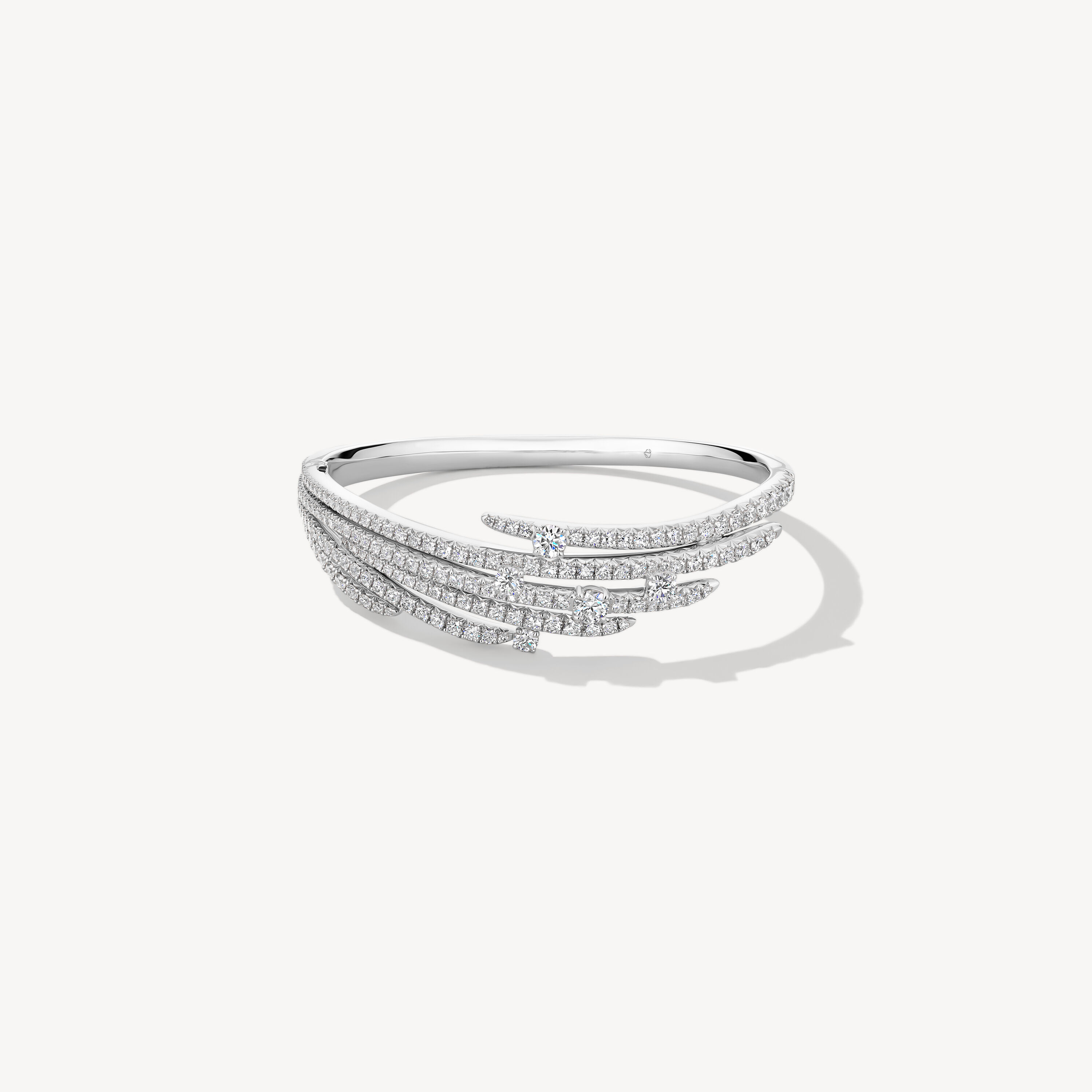 VELA French Cut Pav&eacute; Bangle, 18K White Gold, large