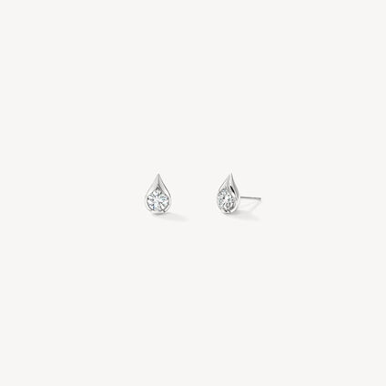 LU Droplet Studs, 18K White Gold, large