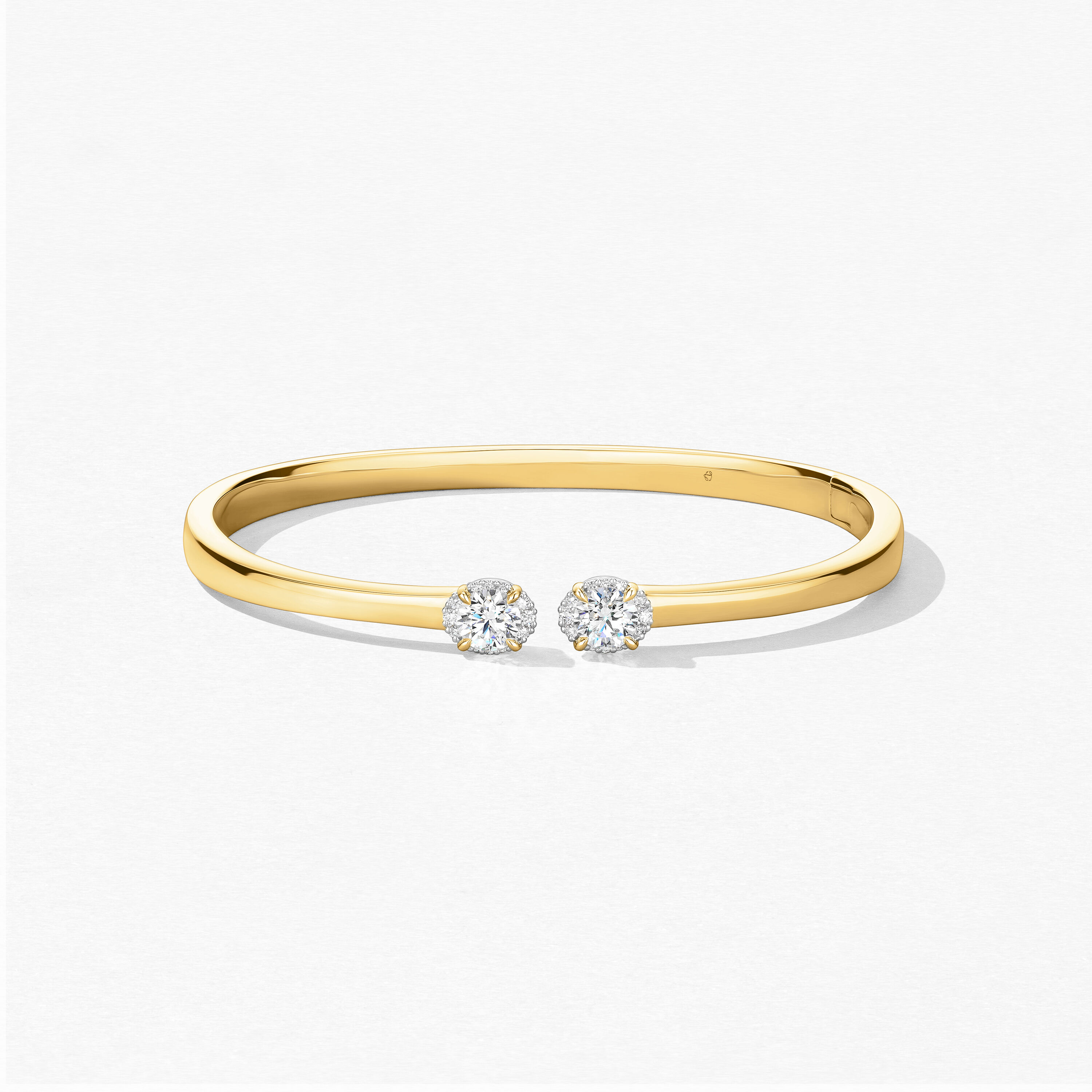 Ellipse Diamond Open Bangle, 18k Yellow Gold w/Platinum, large