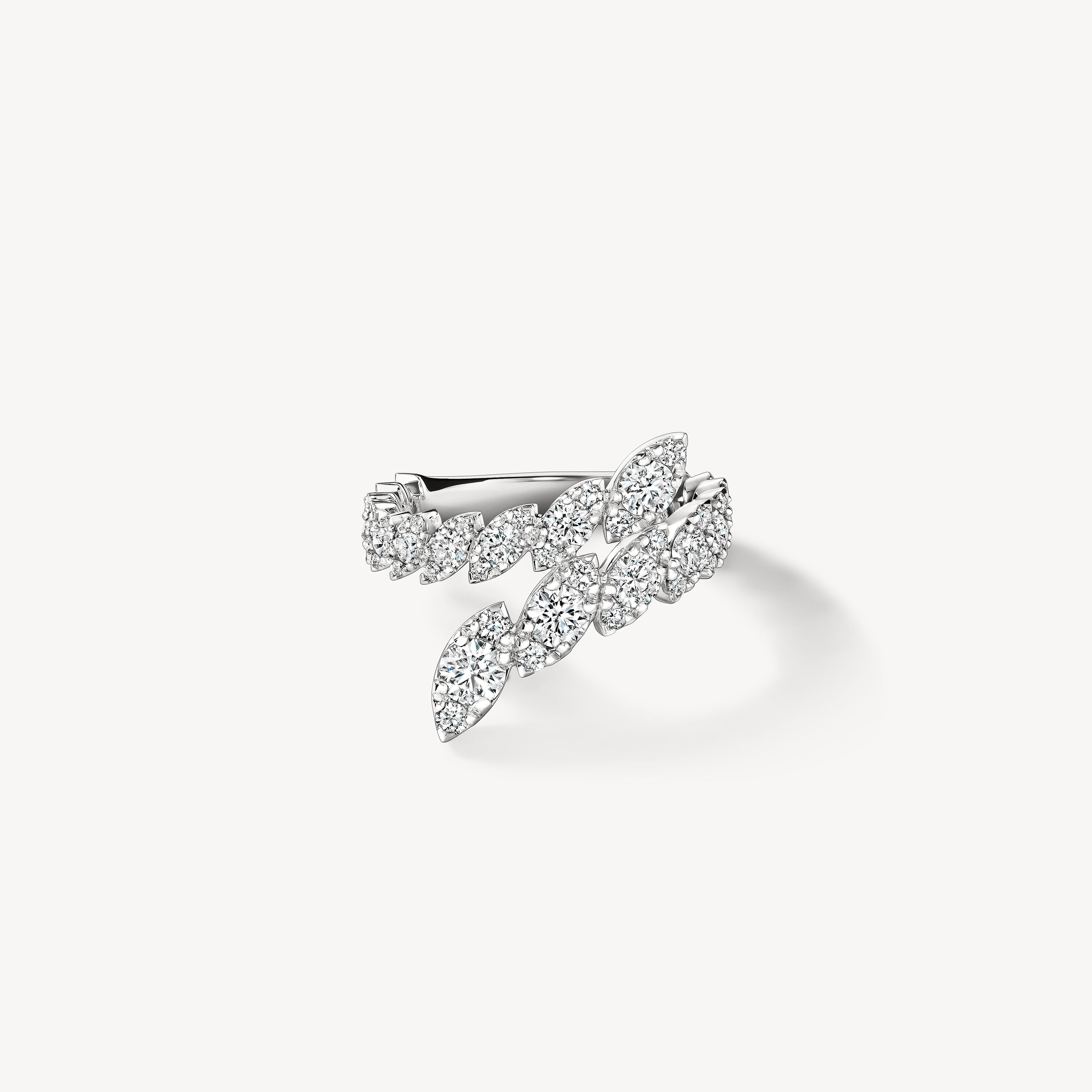 Bypass Ring, 18K White Gold, large