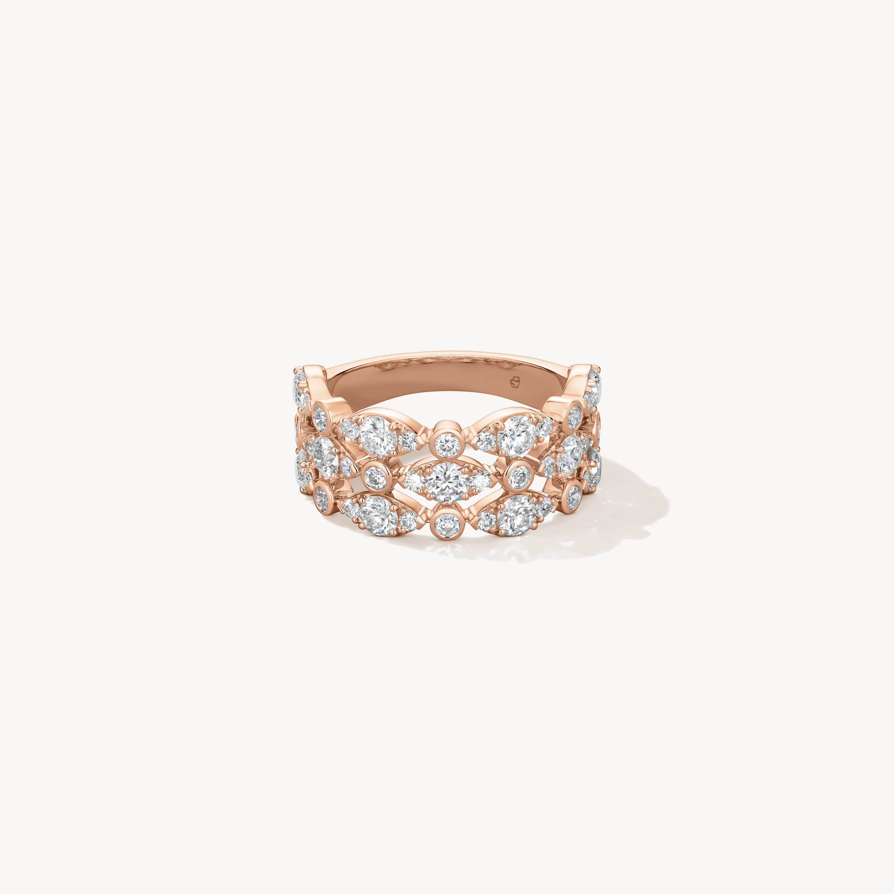 HOF Regal Bezel Triple Ring, 18K Rose Gold, large