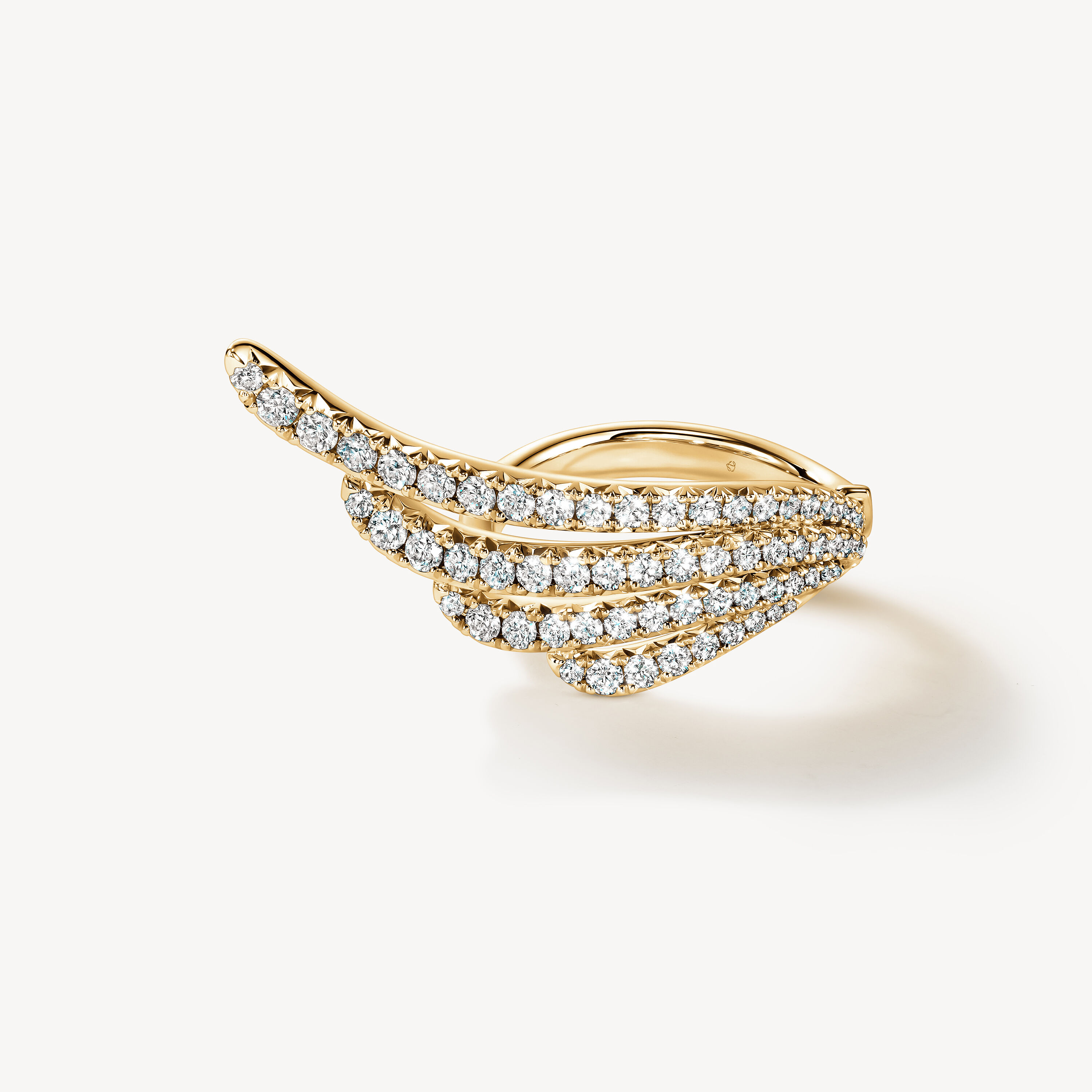 VELA French Cut Pav&eacute; Cocktail Ring, 18K Yellow Gold, large
