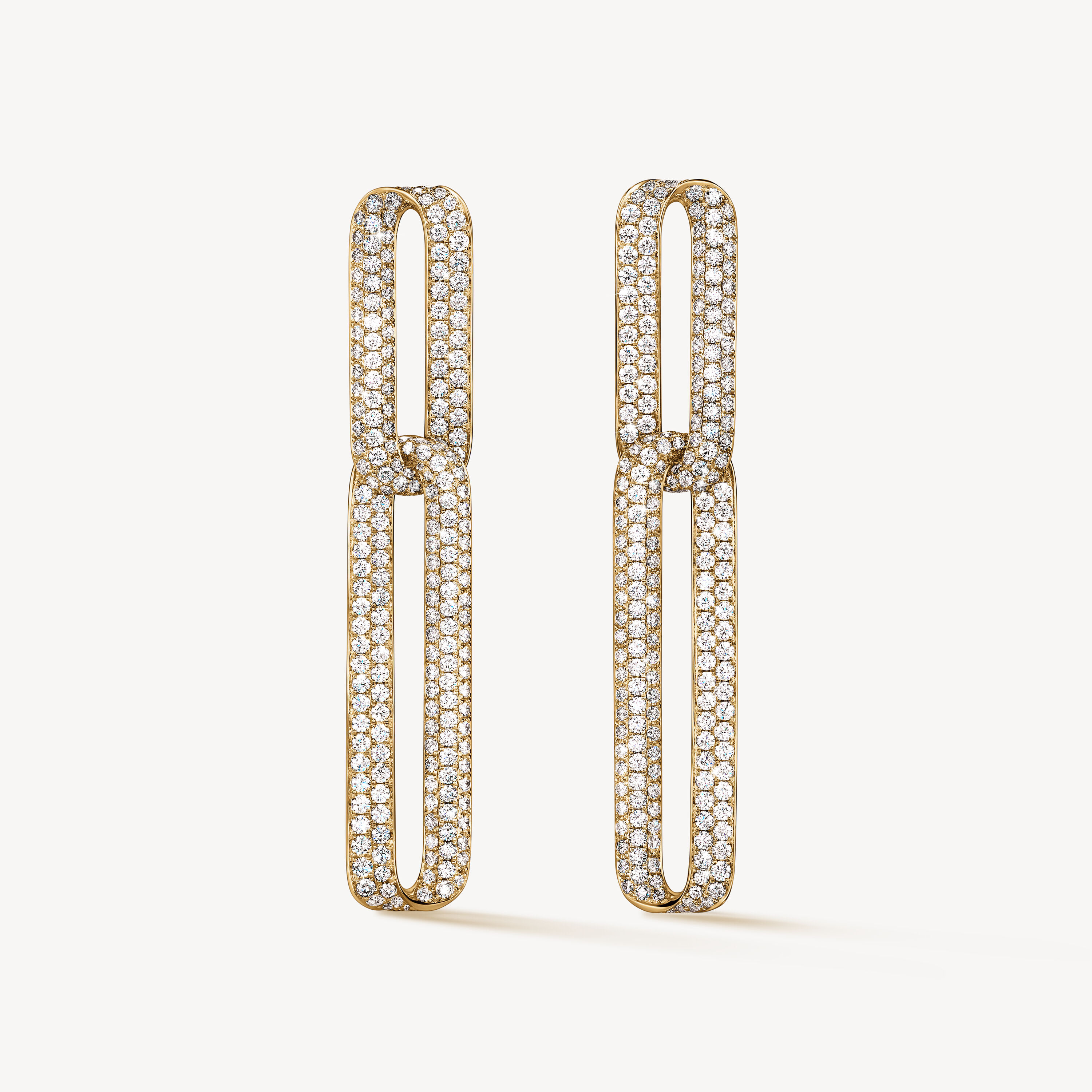 INSIDE/OUT Pav&eacute; Link Earrings, 18K Yellow Gold, large