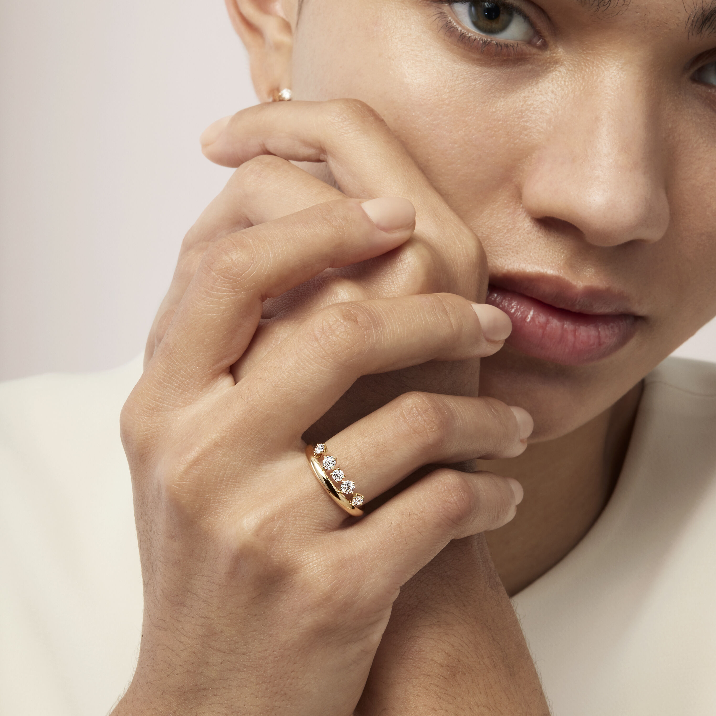 BARRE Floating Diamond Ring , 18K White Gold, large