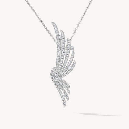 VELA French Cut Pav&eacute; Convertible Brooch, 18K White Gold, large