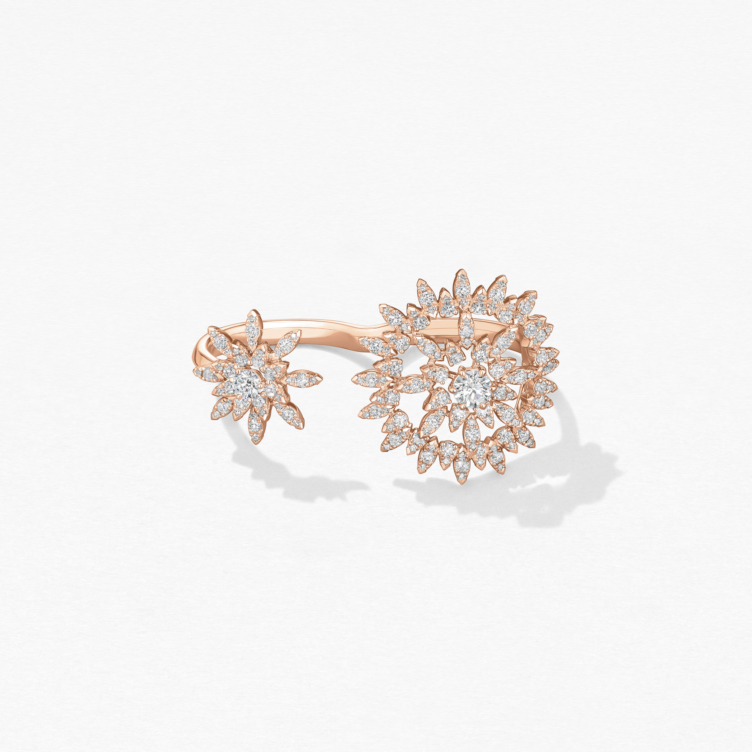 AERIAL Sunburst Double Finger Ring, 18K Rose Gold, large