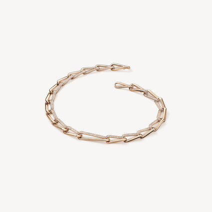 INSIDE/OUT Elongated Diamond Link Necklace, 18K Rose Gold, large
