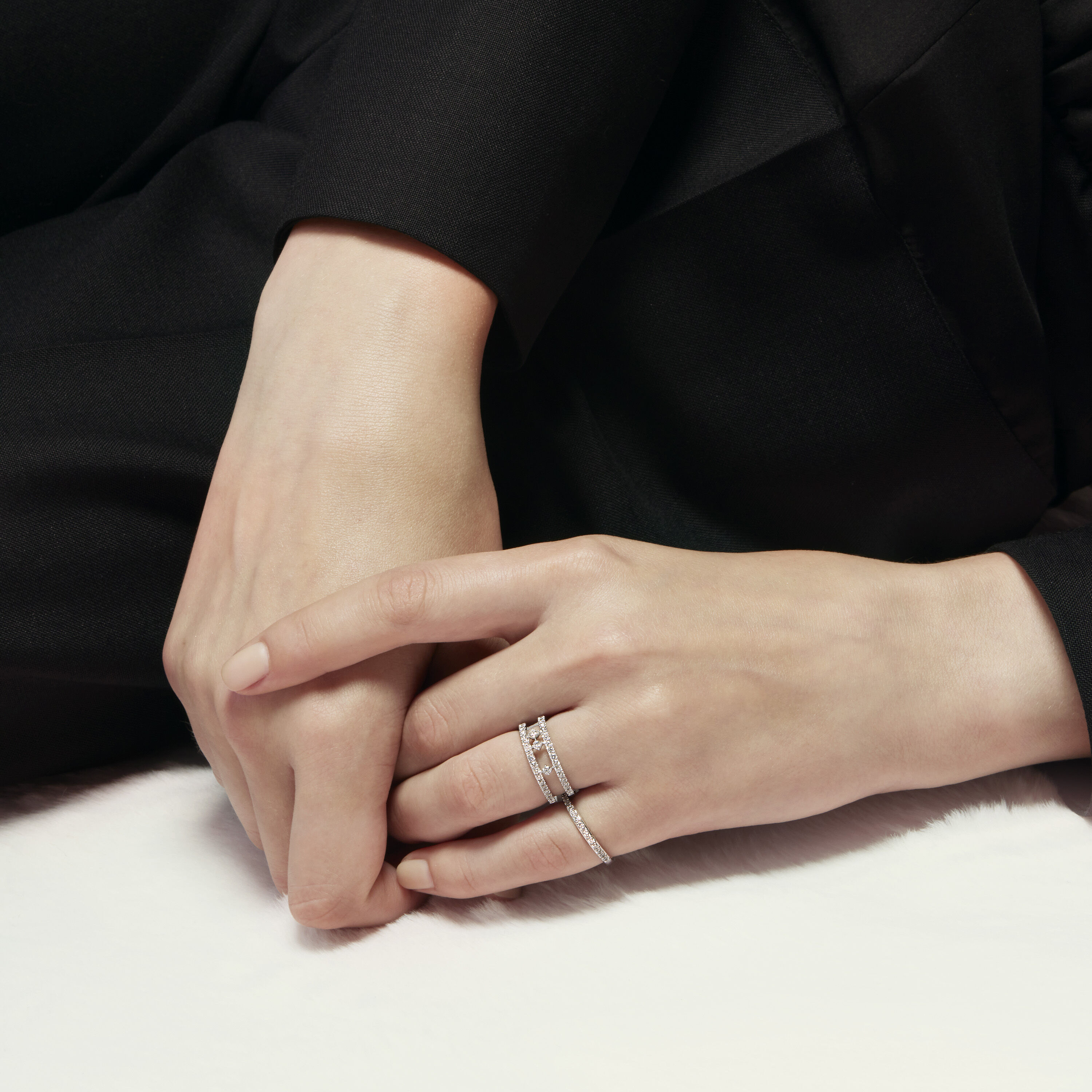 Grace Floating Right Hand Ring, 18K Yellow Gold, large