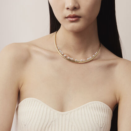 BARRE Floating Diamond Choker , 18K White Gold, large