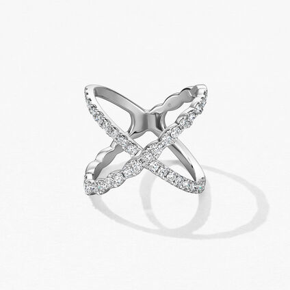 Lorelei Diamond Criss Cross Ring, 18K White Gold Lorelei Diamond Criss Cross Ring, 18K White Gold, large
