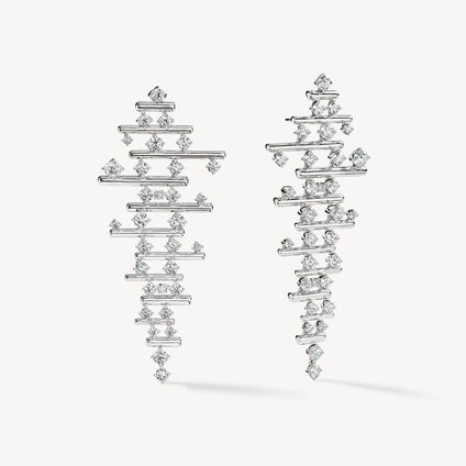 BARRE Multi-Row Drop Earrings, 18K White Gold, large