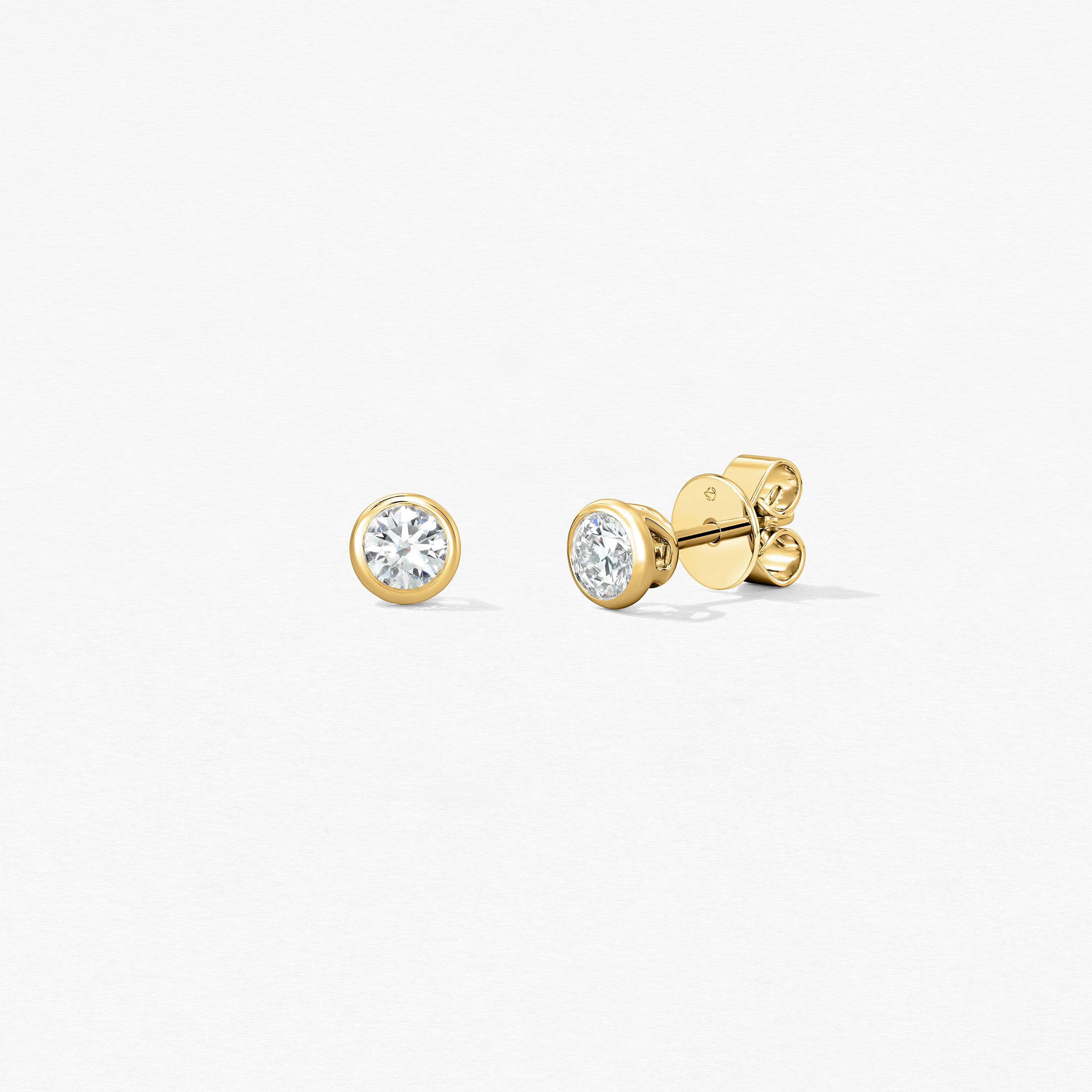 HOF Classic Bezel Studs, 18K Yellow Gold, large