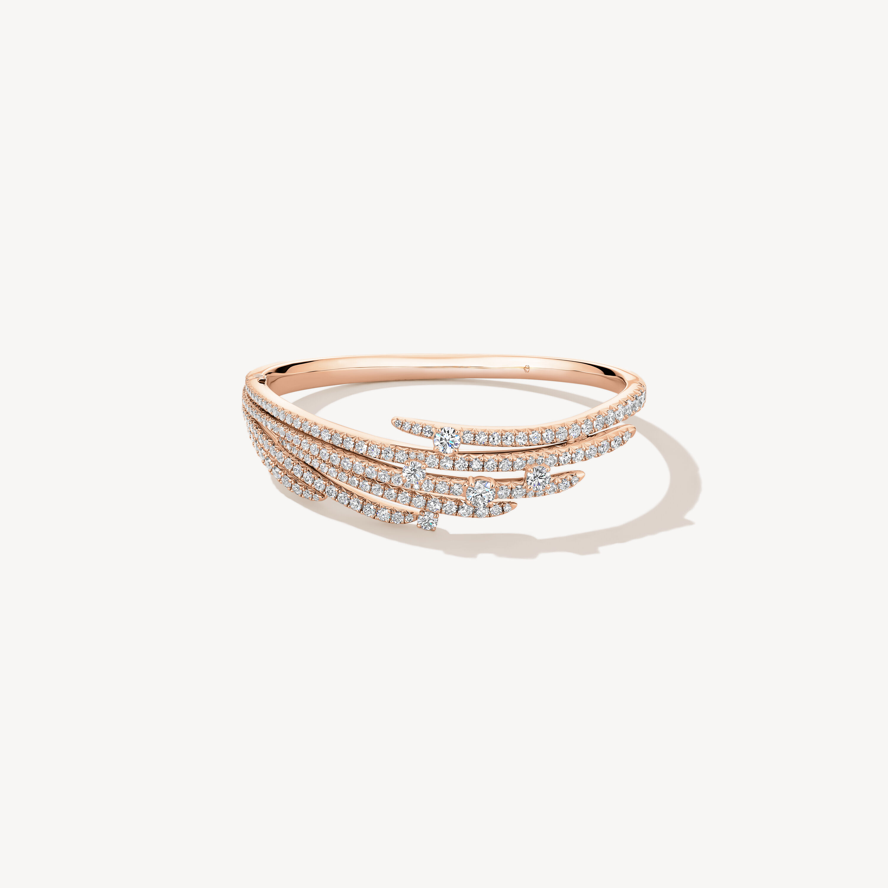 VELA French Cut Pav&eacute; Bangle, 18K Rose Gold, large