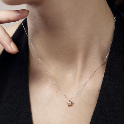 Illa Pendant Necklace, 18K White Gold, large