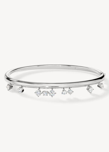 Barre Floating Diamond Bangle, 18K White Gold Barre Floating Diamond Bangle, 18K White Gold, large