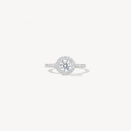Transcend Single Halo Solitaire Engagement Ring, Platinum, large