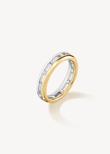 LOVE Floating Diamond Eternity Wedding Band, 18k Yellow Gold w/Platinum LOVE Floating Diamond Eternity Wedding Band, 18k Yellow Gold w/Platinum, large