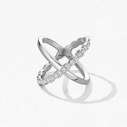 Lorelei Criss Cross Ring, 18K White Gold, large