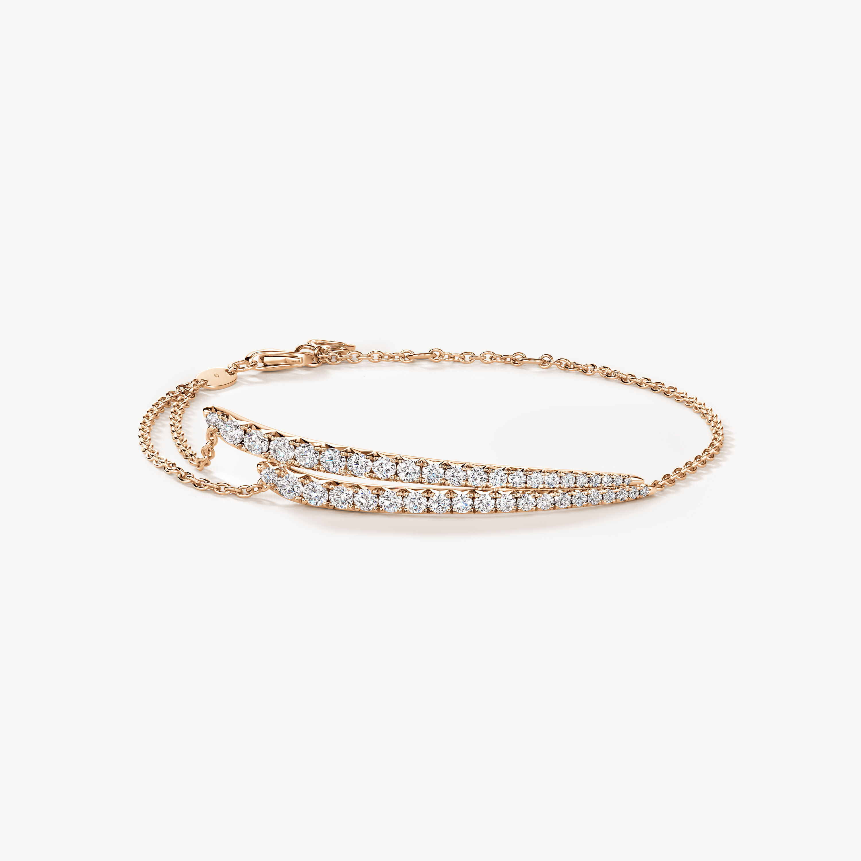 VELA French Cut Pav&eacute; Diamond Bracelet, 18K Rose Gold, large