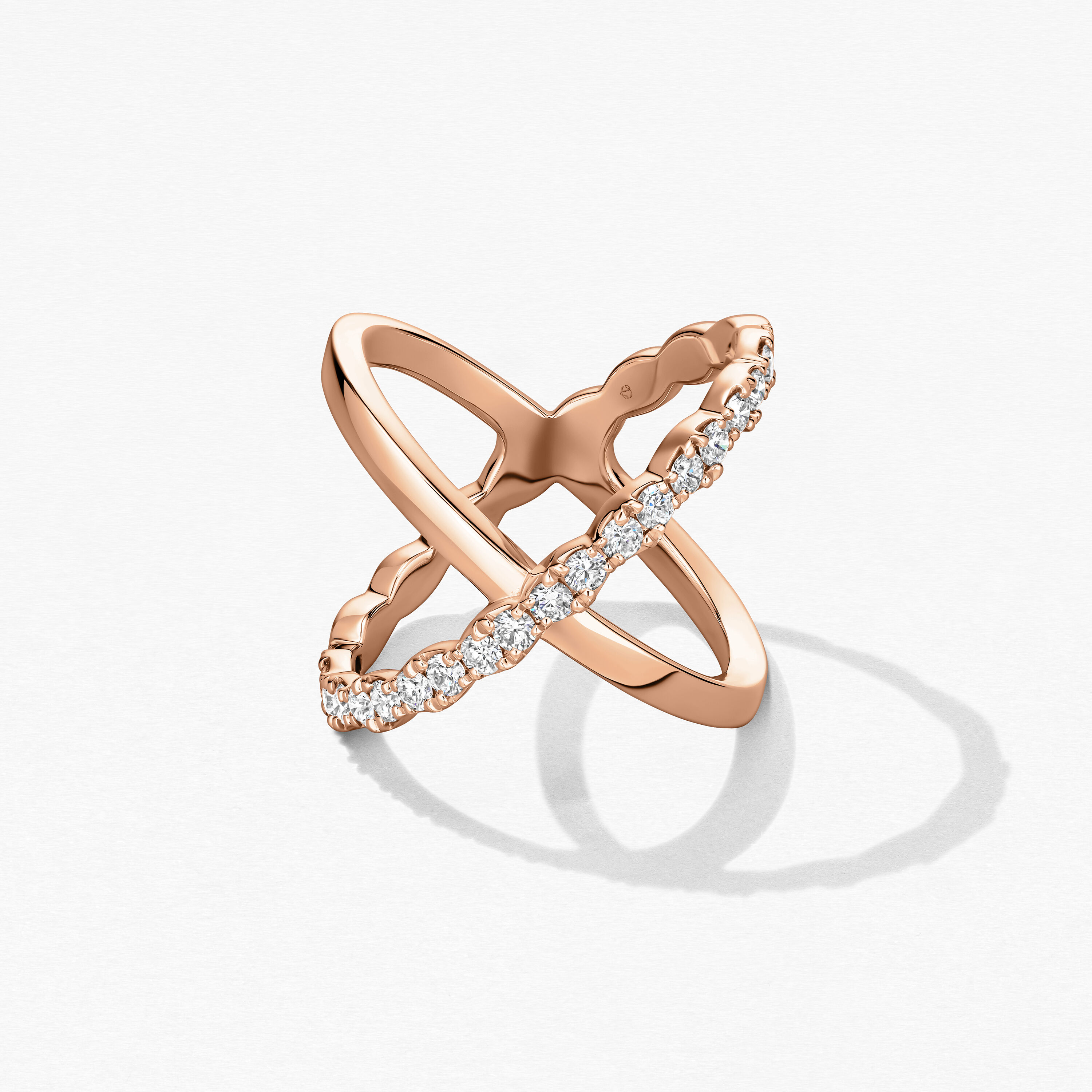 Lorelei Criss Cross Ring, 18K Rose Gold, large