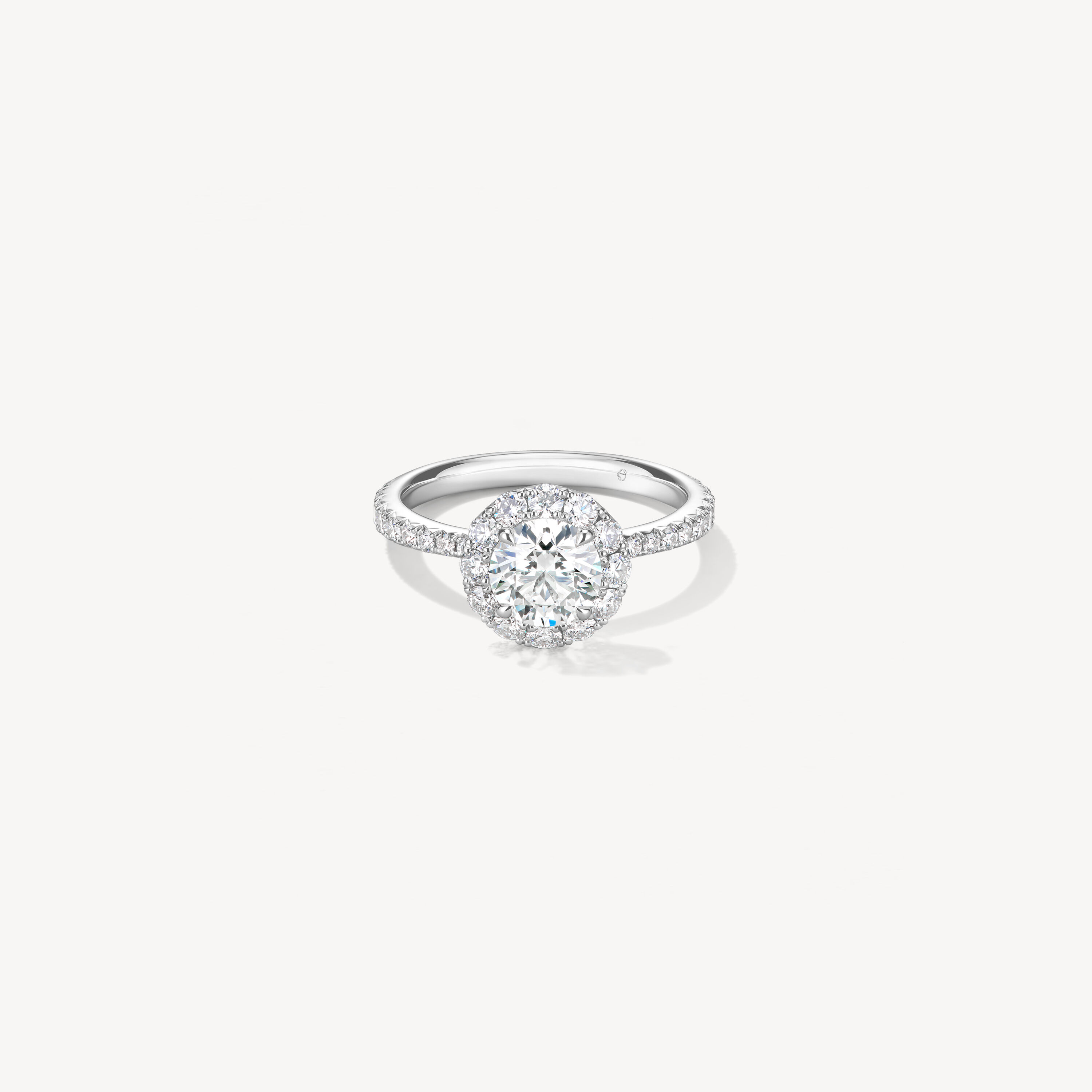 VELA Halo Ring With Diamond Band, Platinum, large