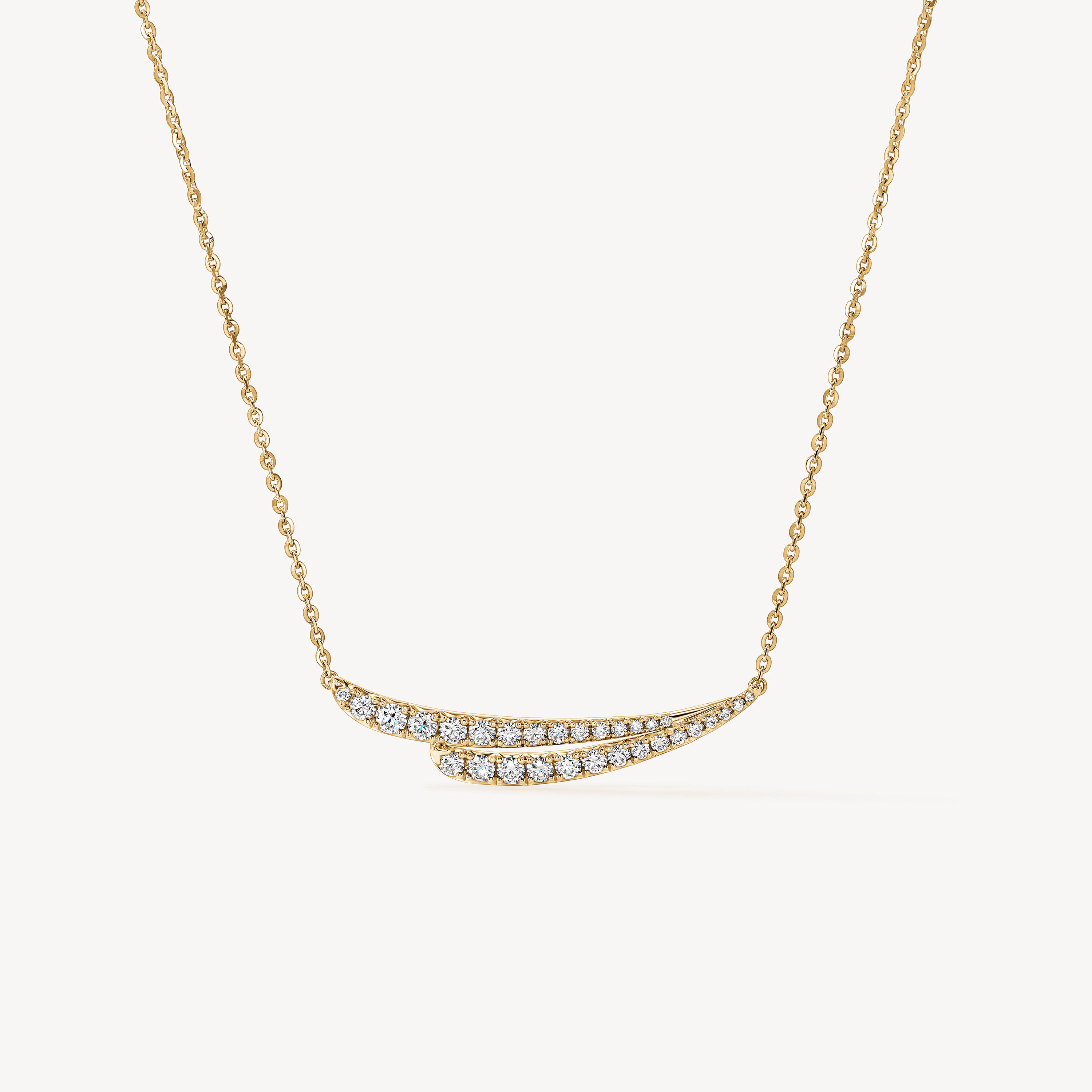 VELA French Cut Pav&eacute; Diamond Pendant Necklace, 18K Yellow Gold, large