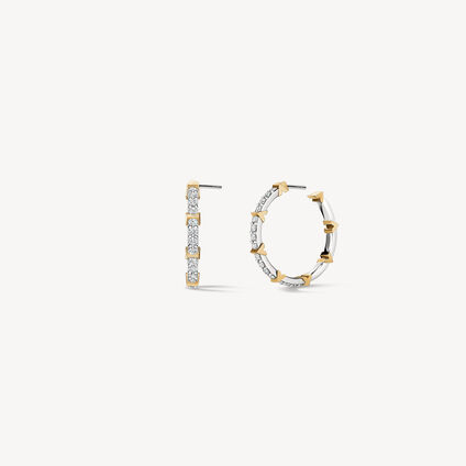 Copley Pavé Diamond Hoop Earrings, Medium, 18K White Gold & Yellow Gold, large