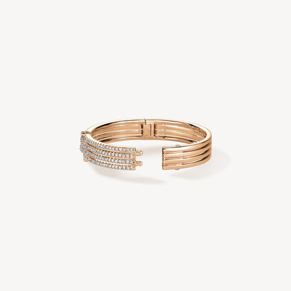 VELA French Cut Pav&eacute; Diamond Bangle, 18K Rose Gold, large
