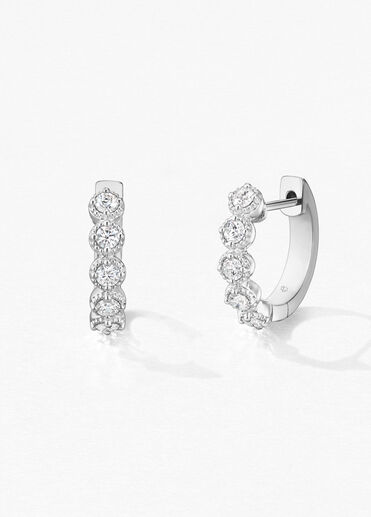 Diamond Bar Huggies, 18K White Gold Diamond Bar Huggies, 18K White Gold, large