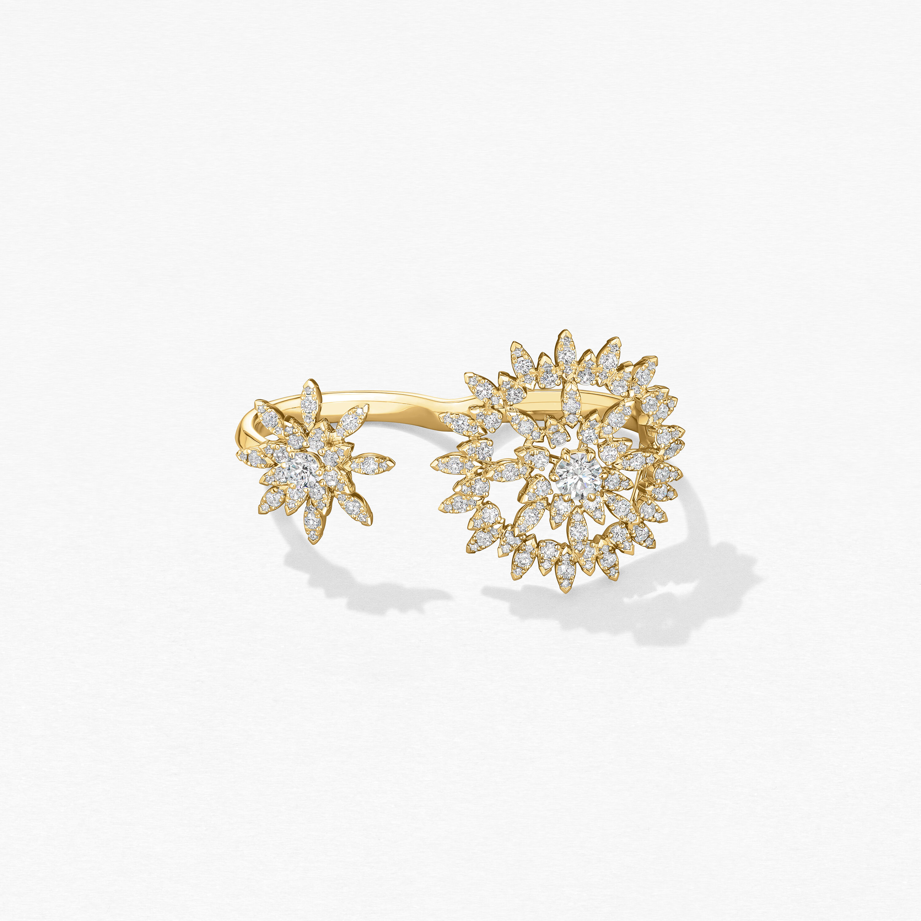AERIAL Sunburst Double Finger Ring, 18K Yellow Gold, large