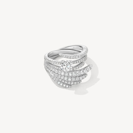 VELA Solitatire Ring With Diamond Band, Platinum, large