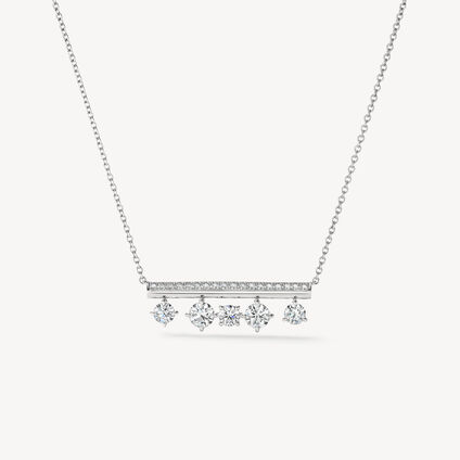 Barre Floating Diamond Pavé Pendant Necklace, 18K White Gold Barre Floating Diamond Pavé Pendant Necklace, 18K White Gold, large