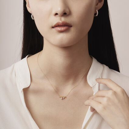 BARRE Double Floating Diamonds Pendant Necklace, 18K White Gold, large