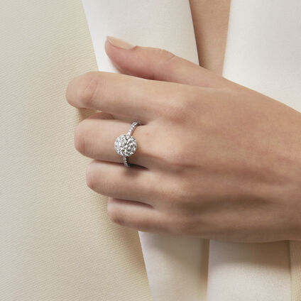 VELA Halo Ring With Diamond Band, 18K Yellow Gold, large