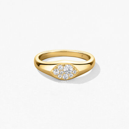 Tessa Navette Signet Ring, 18K Yellow Gold, large