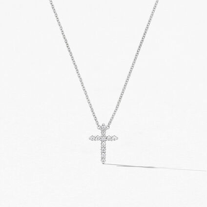 Signature Cross Pendant - Medium, 18K White Gold, large