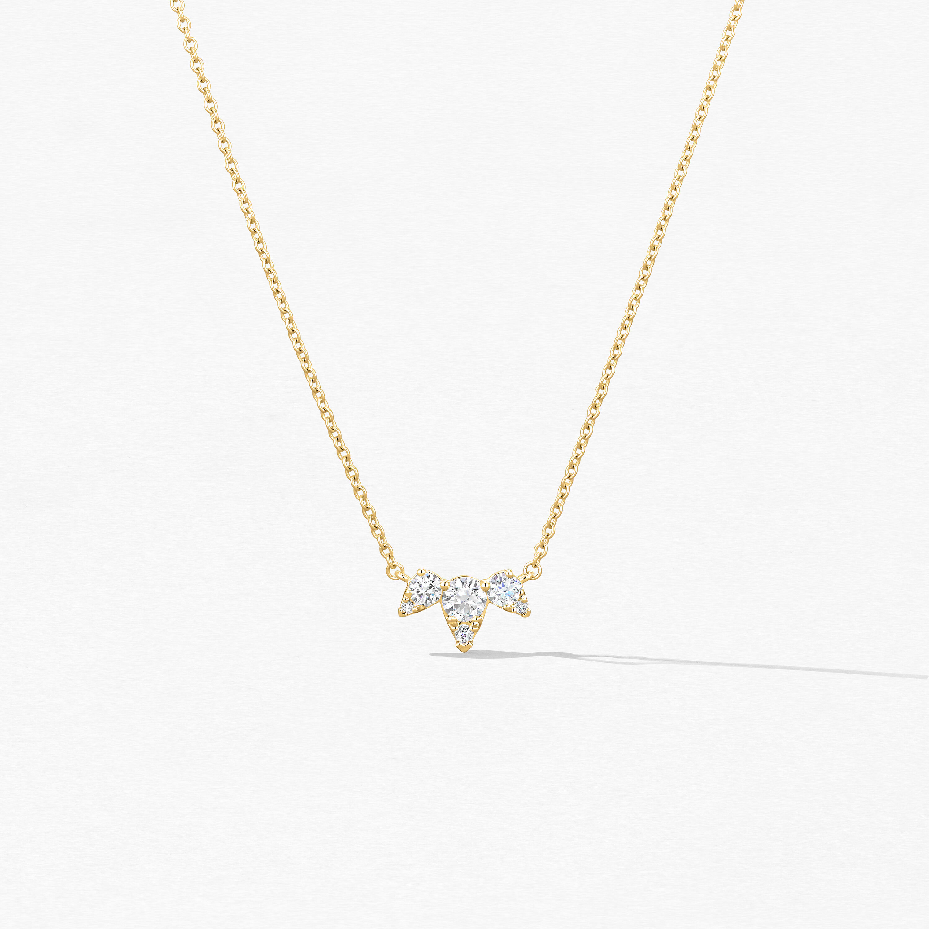 Aerial Triple Diamond Necklace, 18K Yellow Gold, large