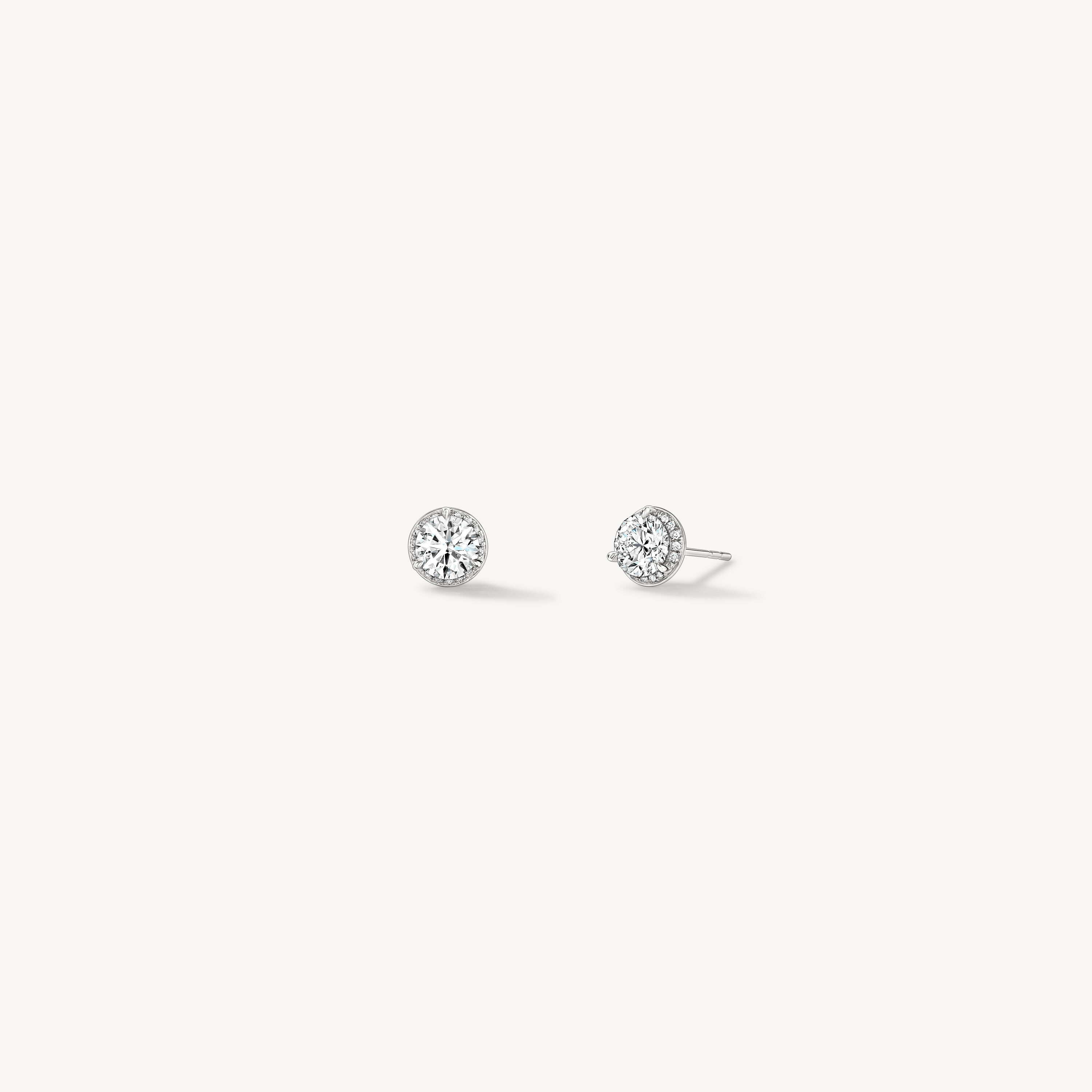 Timeless Hidden Halo Stud Earrings, 18K White Gold, large