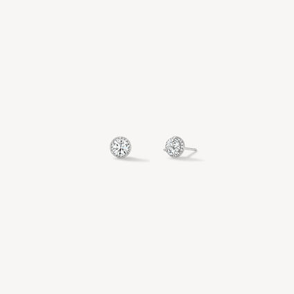 Timeless Hidden Halo Stud Earrings, 18K White Gold, large