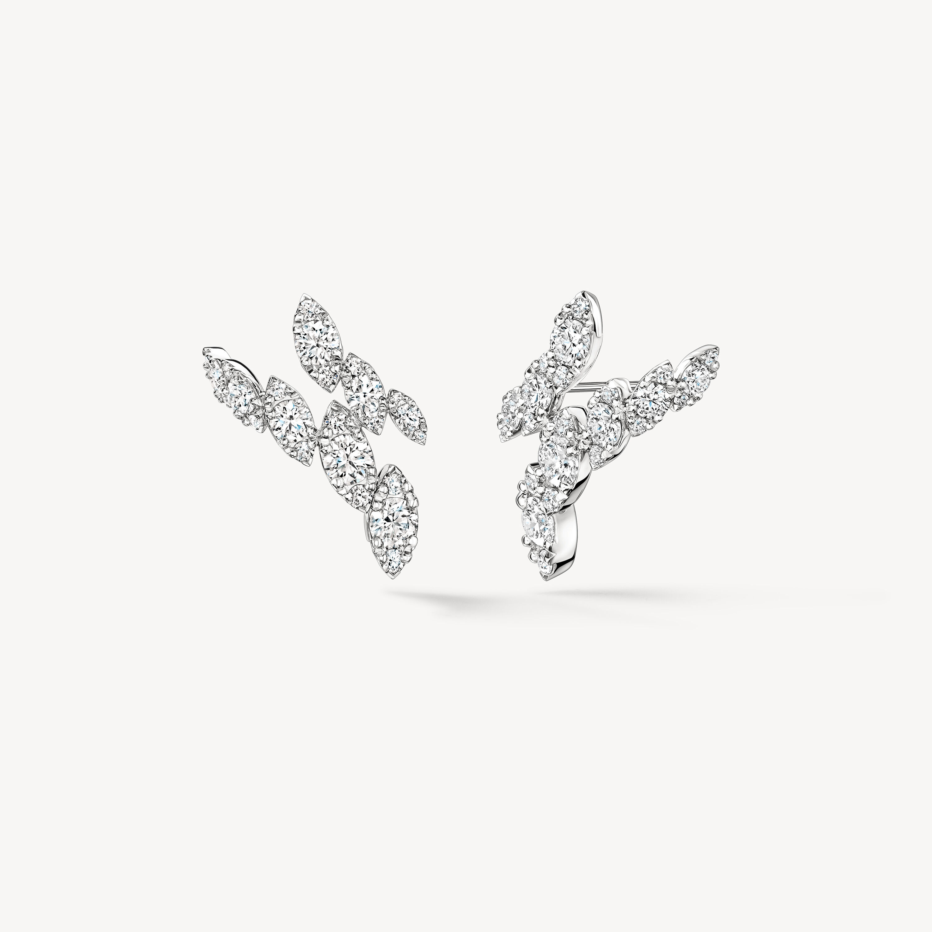 Bypass Earrings, 18K White Gold, large