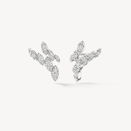 Bypass Earrings, 18K White Gold, large