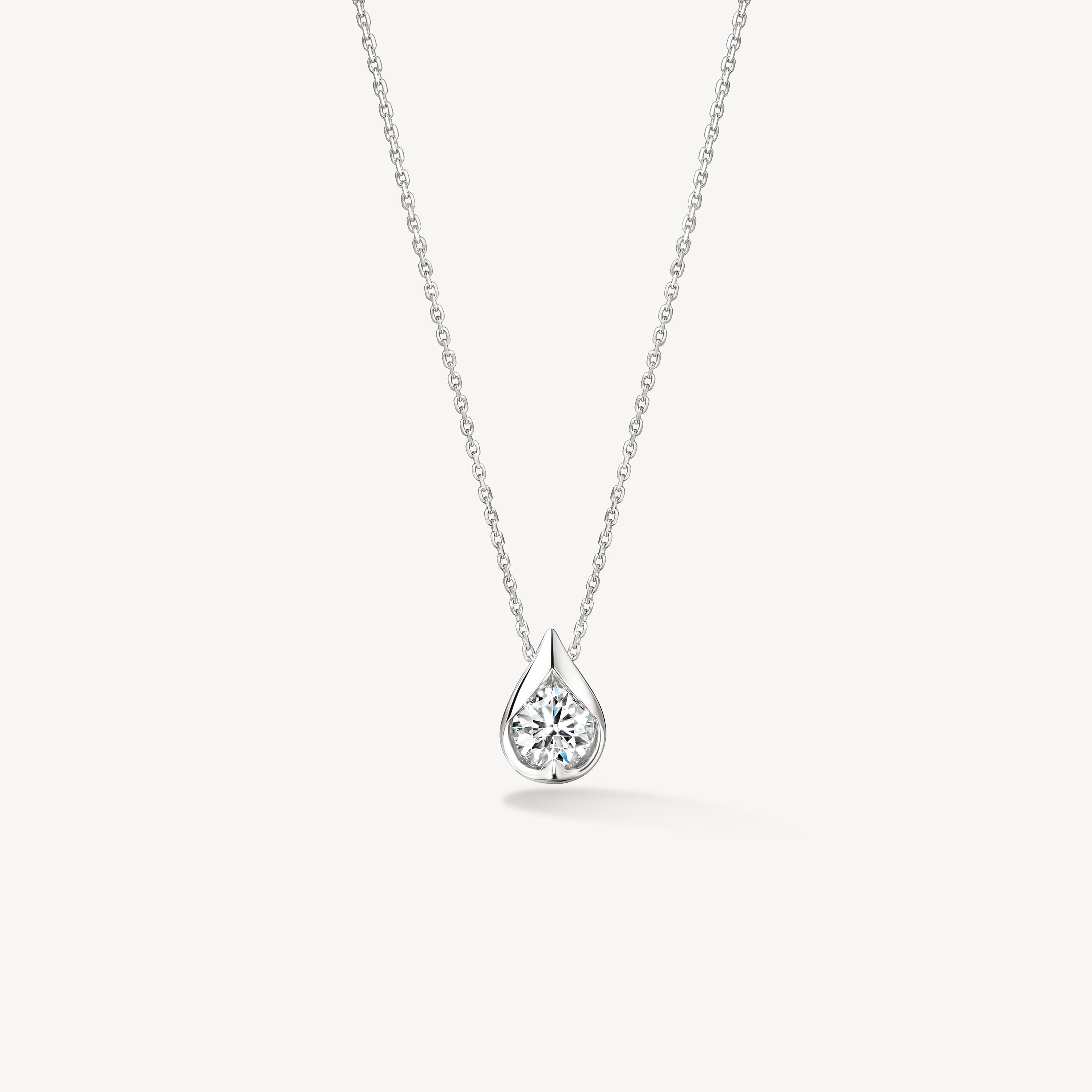 LU Single Diamond Pendant Necklace, 18K White Gold, large