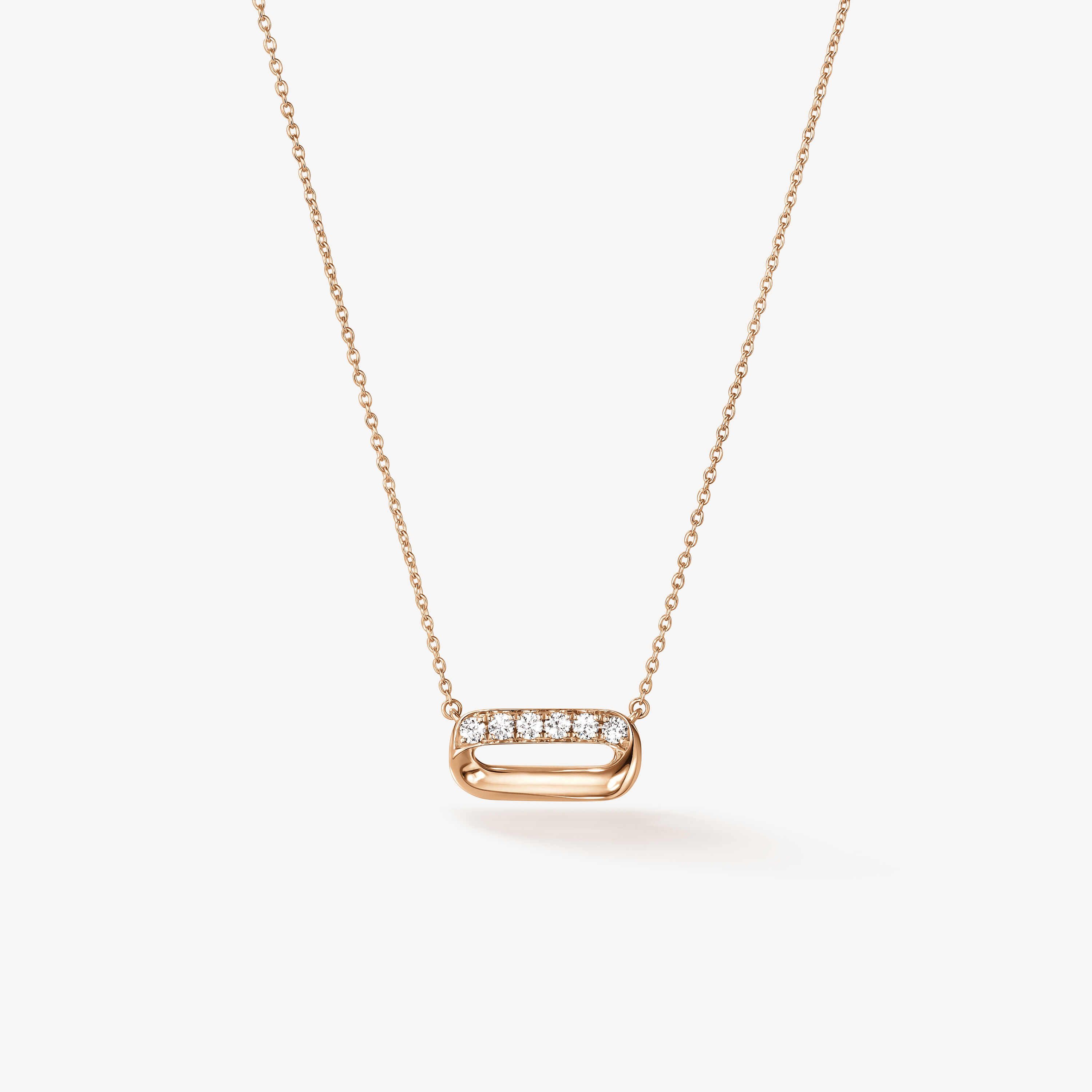 INSIDE/OUT Diamond Mini Link Pendant Necklace, 18K Rose Gold, large