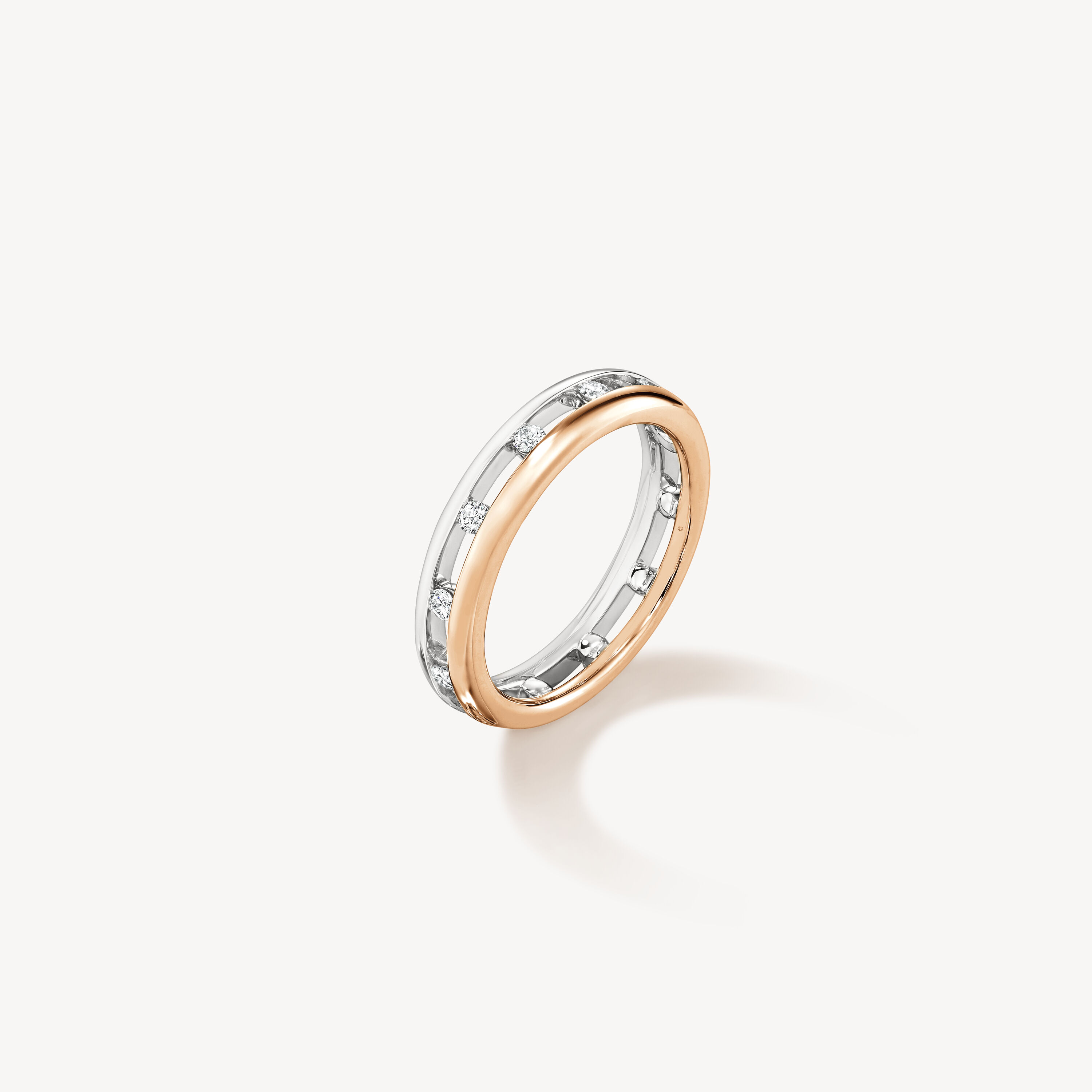 LOVE Floating Diamond Eternity Wedding Band, 18K Rose Gold w/Platinum, large