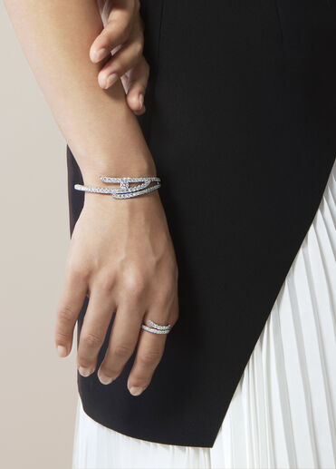 Vela Triple Row Pavé Bangle, 18K White Gold Vela Triple Row Pavé Bangle, 18K White Gold, large