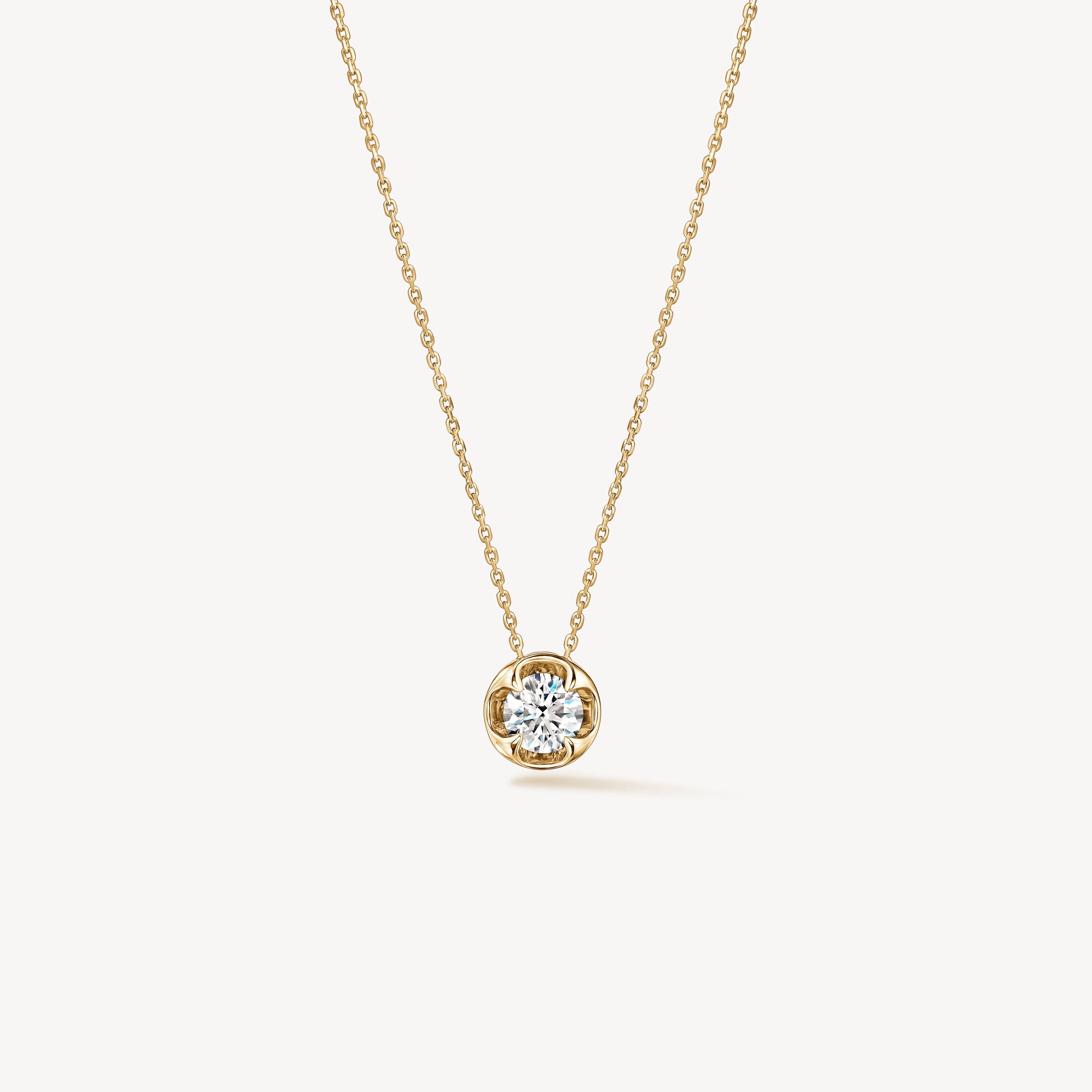 Whimsical Circle Single Diamond Pendant Necklace, 18K Yellow Gold, large