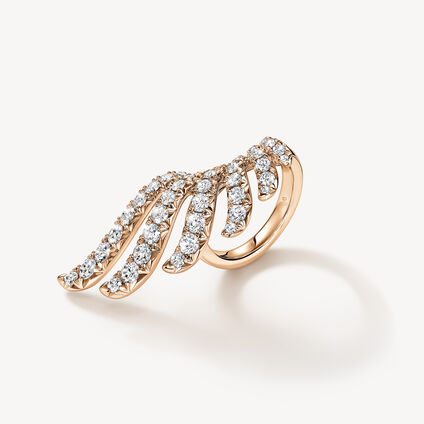 VELA French Cut Pav&eacute; Diamond Wrap Ring, 18K Rose Gold, large