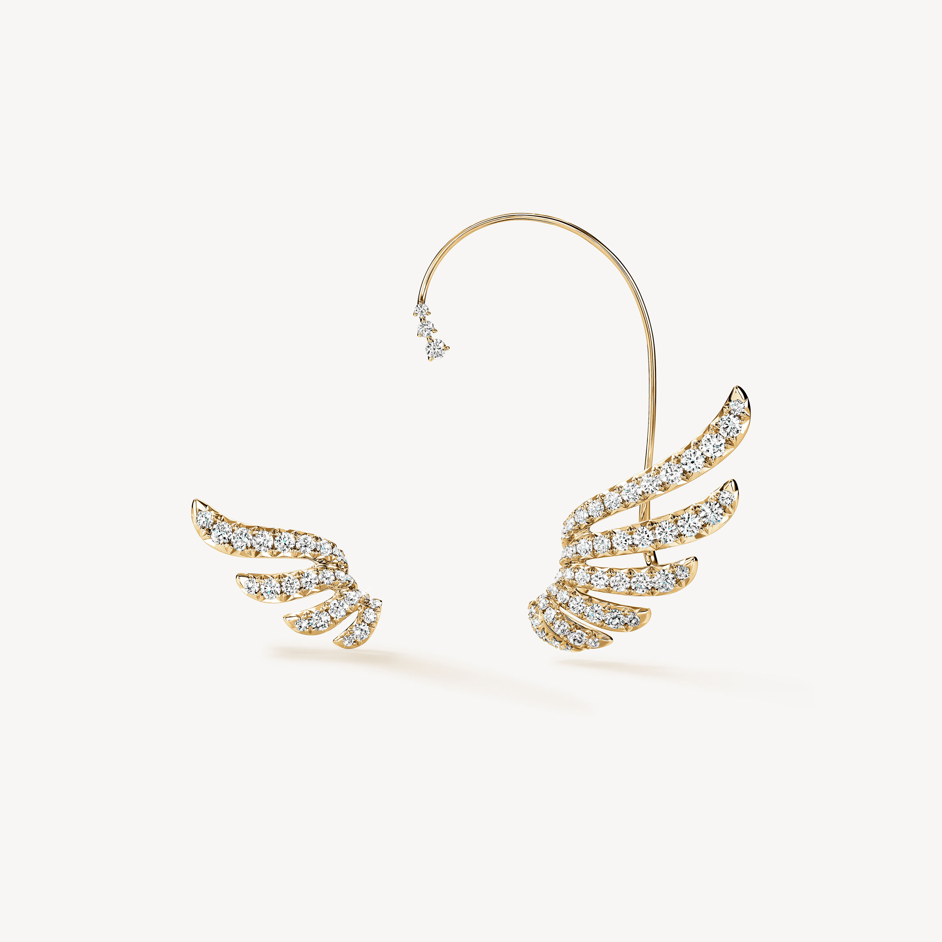 VELA French Cut Pav&eacute; Diamond Asymmetrical Climber Earrings, 18K Yellow Gold, large